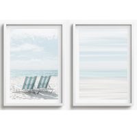 BEACH WALL ART SET OF 2 - CA32 - CANVAS, METAL and PRINTS COLLECTION (vertical)