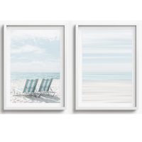 BEACH WALL ART SET OF 2 - CA32 - CANVAS, METAL and PRINTS COLLECTION (vertical)