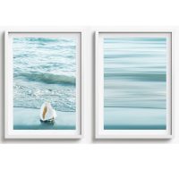 BEACH WALL ART SET OF 2 - CA54 - CANVAS, METAL and PRINTS COLLECTION (vertical)