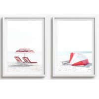 BEACH WALL ART SET OF 2 - CA58 - CANVAS, METAL and PRINTS COLLECTION (vertical)