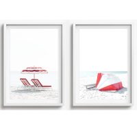 BEACH WALL ART SET OF 2 - CA58 - CANVAS, METAL and PRINTS COLLECTION (vertical)