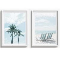 BEACH WALL ART SET OF 2 - CA62 - CANVAS, METAL and PRINTS COLLECTION (vertical)