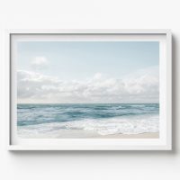 Miami Ocean Coastal Horizontal Print, beach house decor, soft and serene style