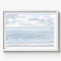 Atlantic Ocean Coastal Horizontal Print, beach house decor, soft and serene style