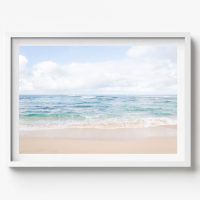 Tropical Hawaiian beach, Coastal Horizontal Print, beach house decor, soft and serene style