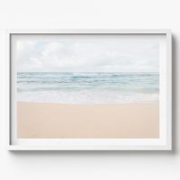 Sandy Hawaiian beach, Coastal Horizontal Print, beach house decor, soft and serene style
