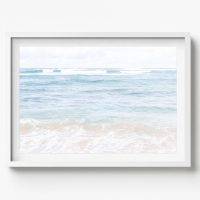 Blue Ocean view, Coastal Horizontal Print, beach house decor, soft and serene style