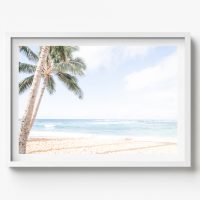 Palm on the beach, Coastal Horizontal Print, beach house decor, soft and serene style