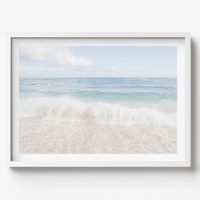 Serene Hawaiian Beach Paradise Coastal Horizontal Print, beach house decor, soft and serene style