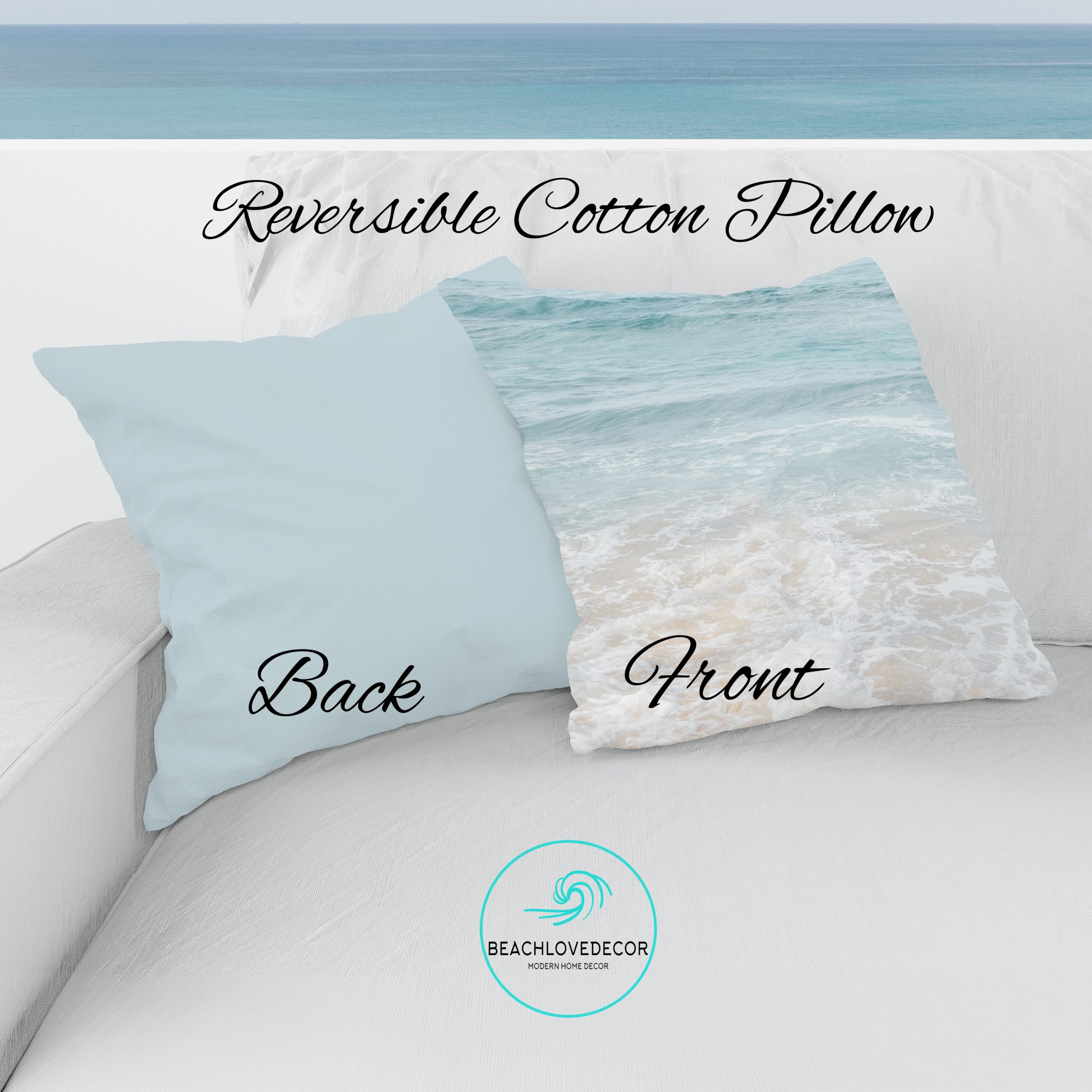 Premium Reversible Cotton Coastal Pillow Cover-19 - Image 2