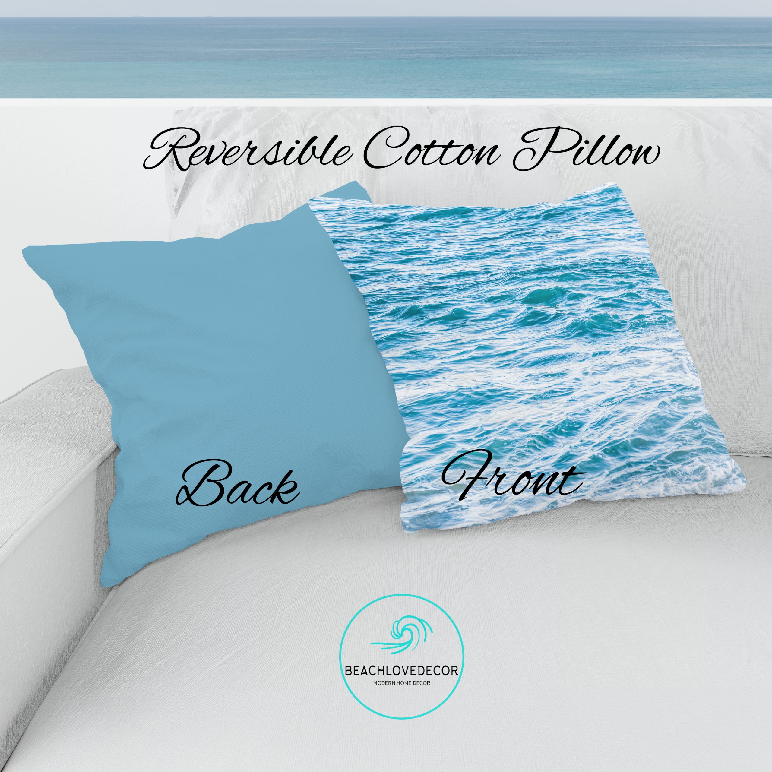 Premium Reversible Cotton Coastal Pillow Cover-5 - Image 2