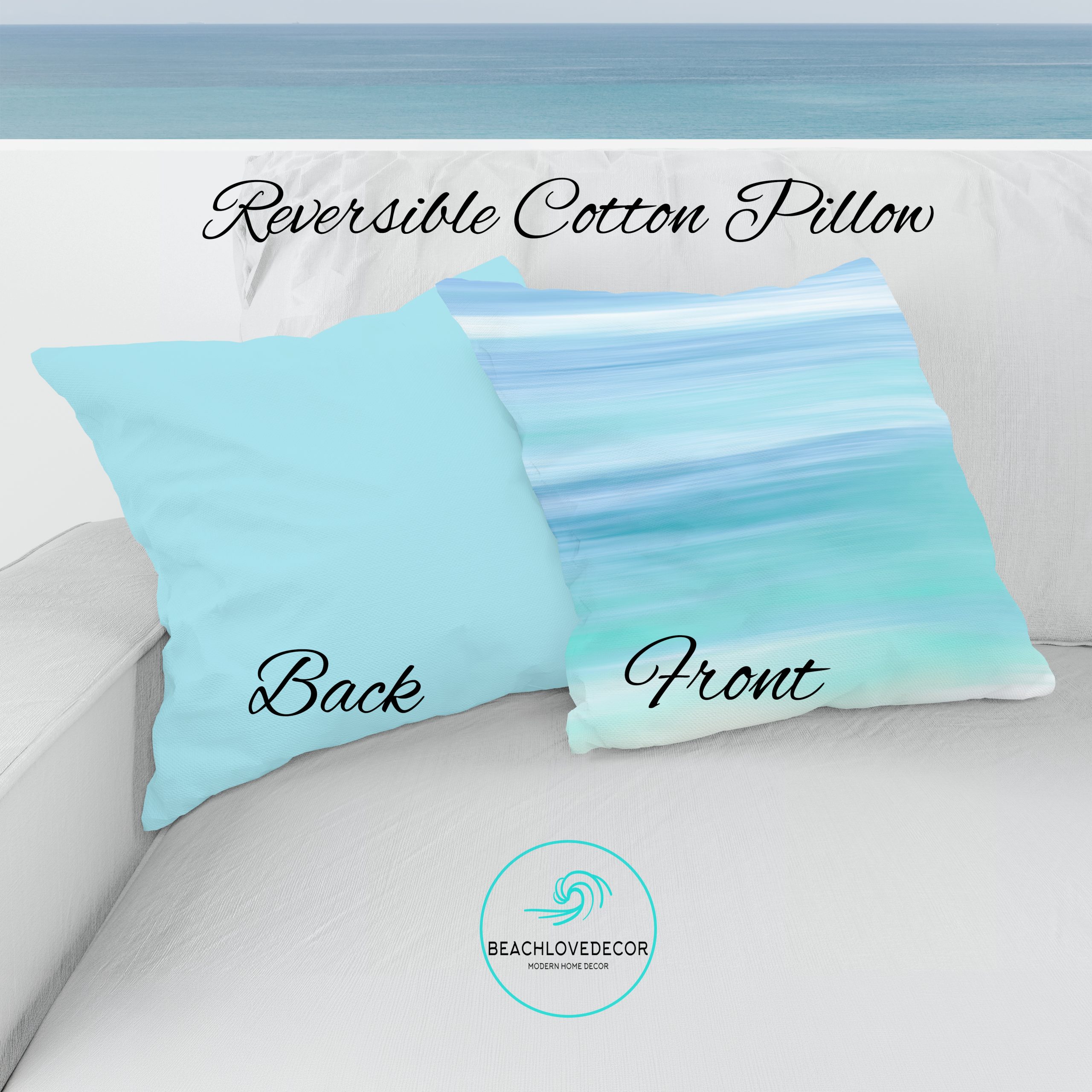 Premium Reversible Cotton Coastal Pillow Cover-6 - Image 2